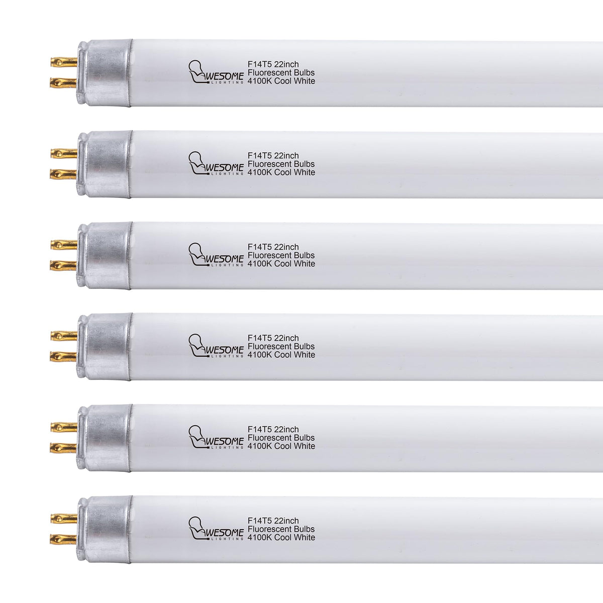 Wesome Lighting 22-inch F14T5/CW bulb front view for cabinets with bright, efficient illumination.