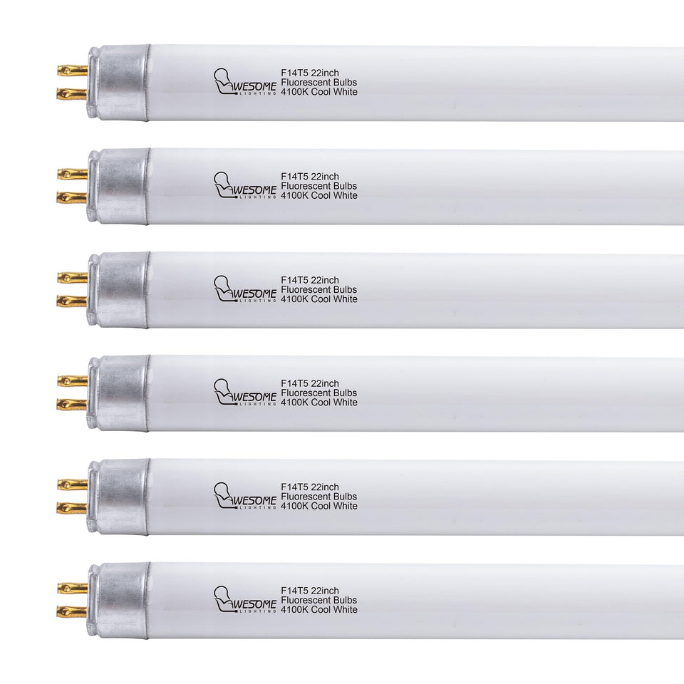 Wesome Lighting 22-inch F14T5/CW bulb front view for cabinets with bright, efficient illumination.