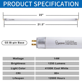 Wesome Lighting F14T5/CW bulb in socket shows easy replacement and quick upgrade.
