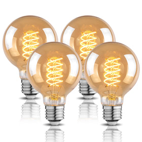 Wesome Lighting G25 globe LED Edison bulb with amber glass for vintage ambiance.