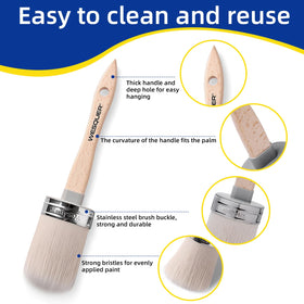 Wesquer Chalk Paint Brush Round 2.1 Inch for broad surface coverage