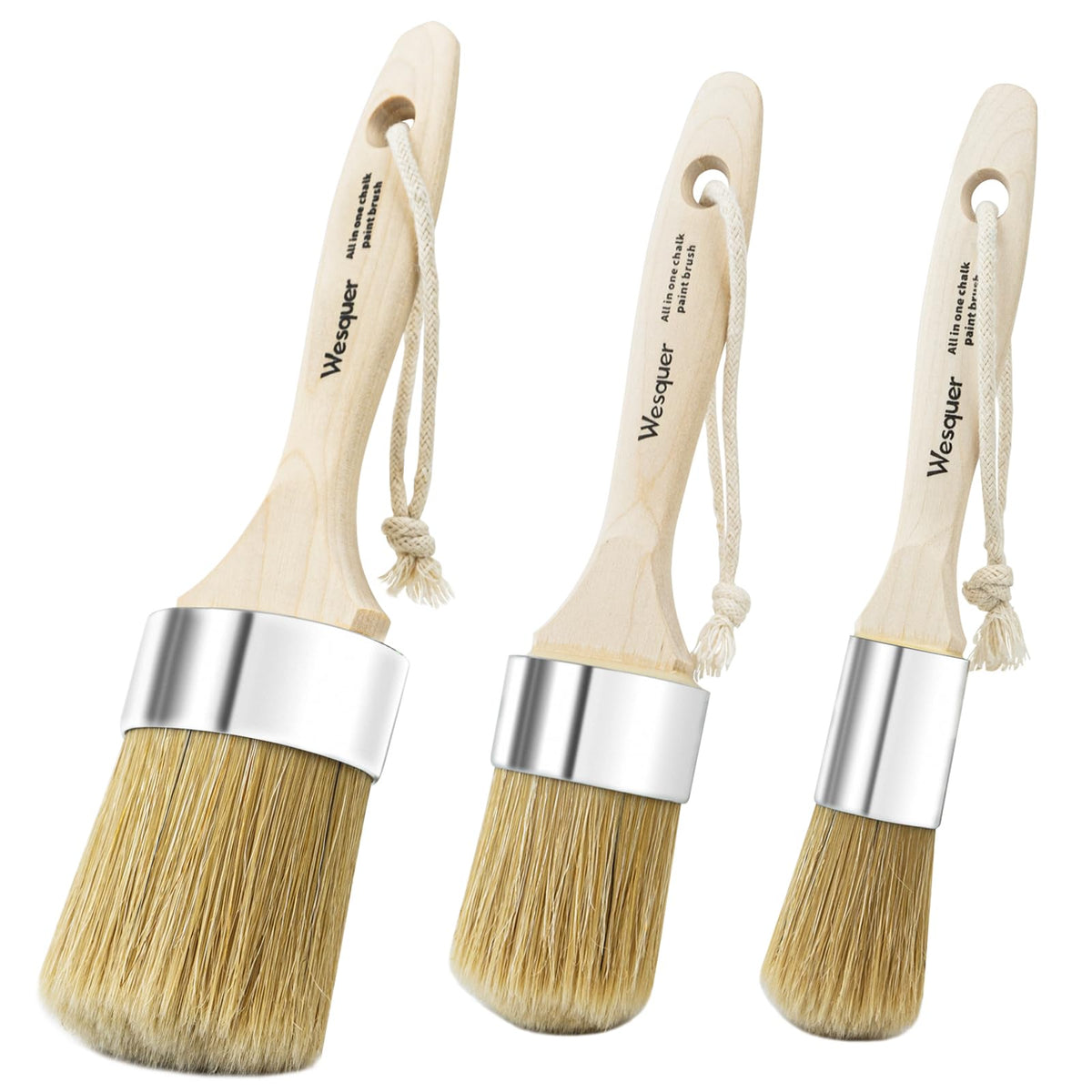 Wesquer chalk paint brush round edges for precise edge work and smooth coverage