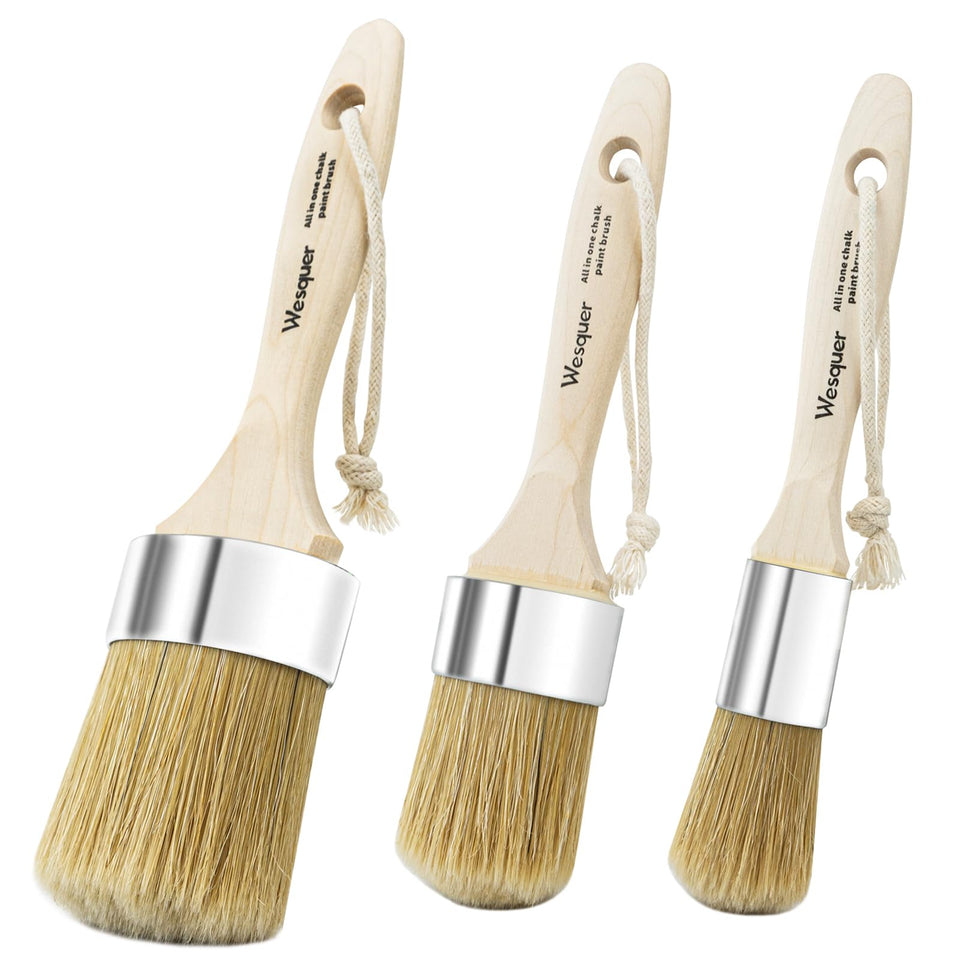 Wesquer chalk paint brush round edges for precise edge work and smooth coverage