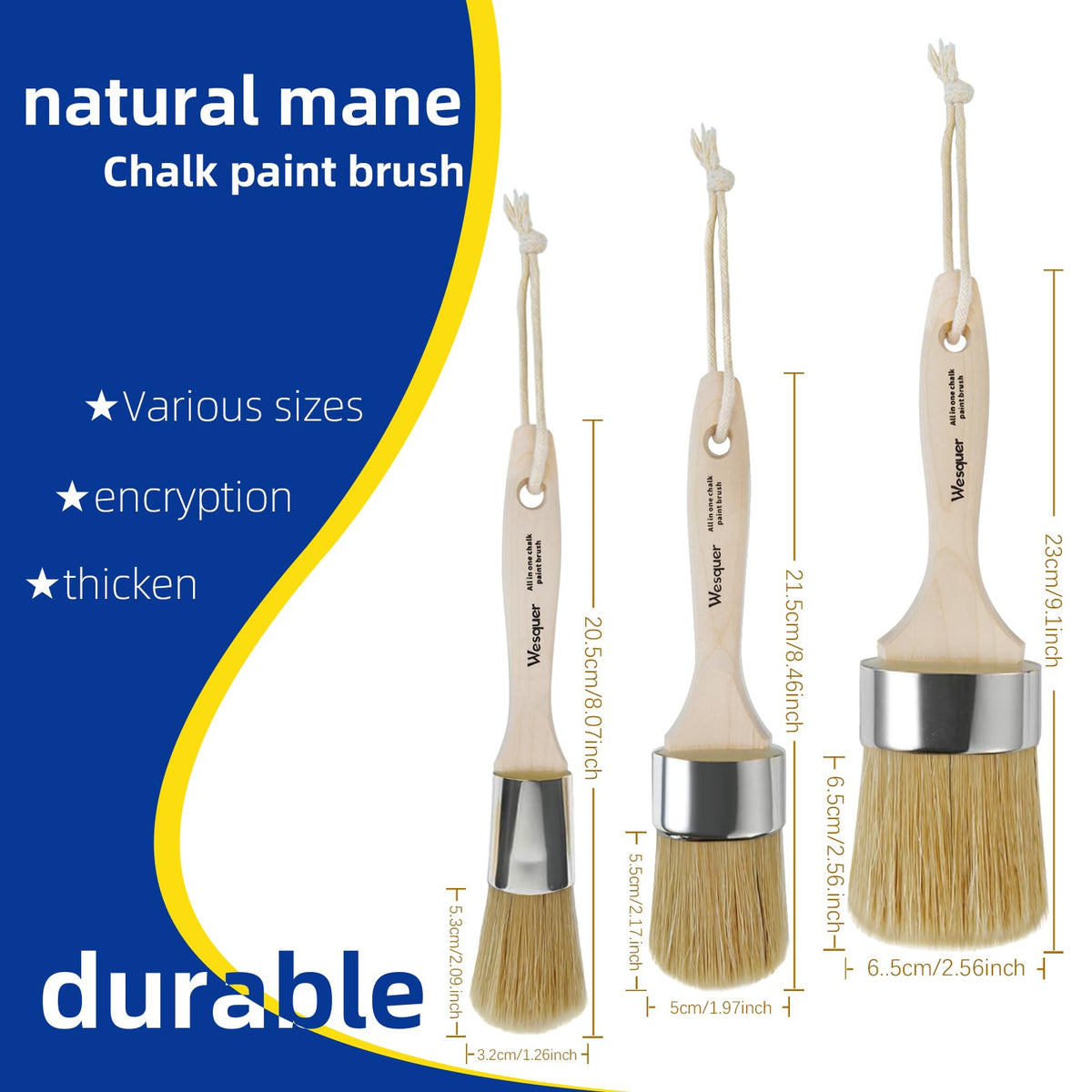 Wesquer chalk paint brush round panels for even coats on flat surfaces