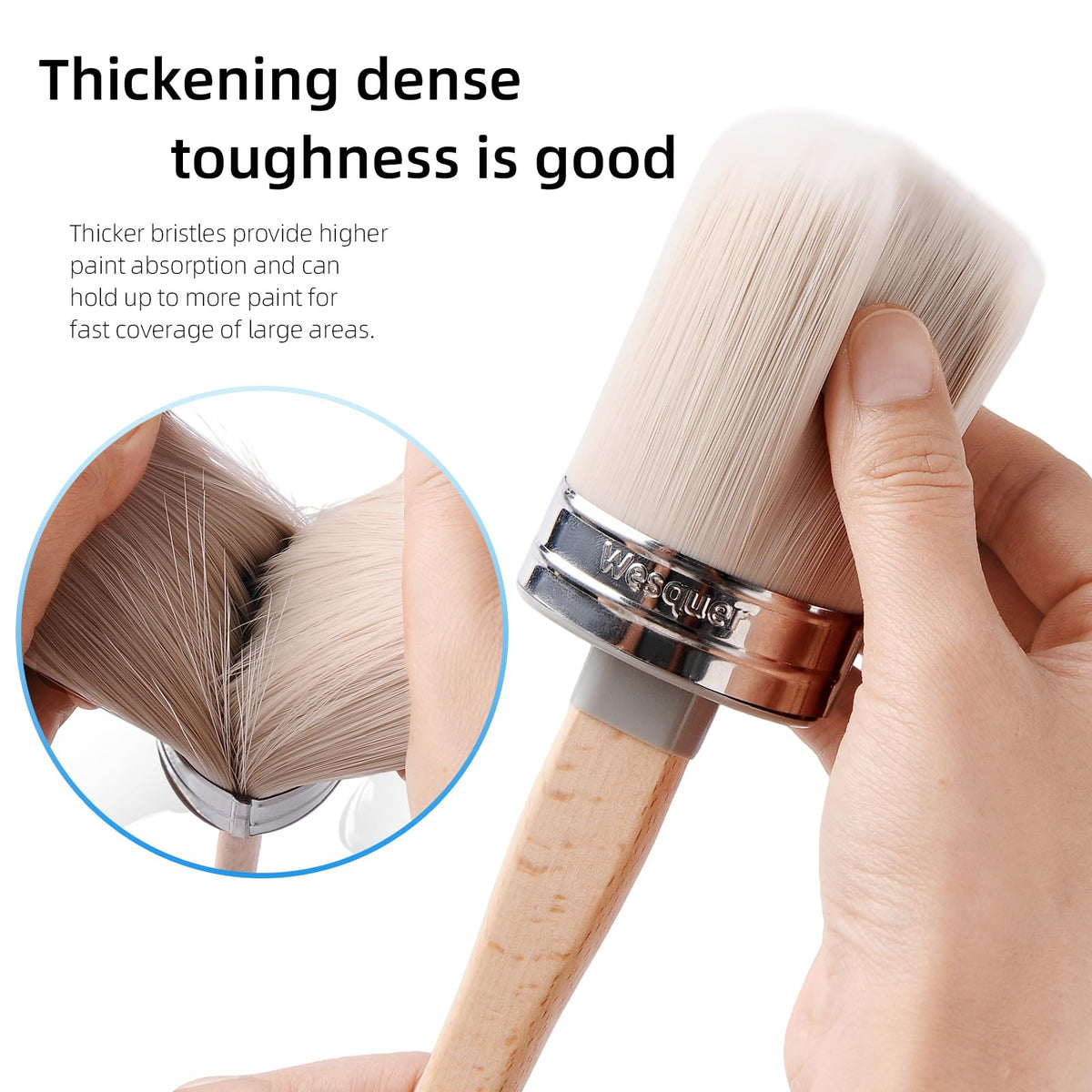 Wesquer Chalk Paint Brush with wood handle Round 1 Inch for comfort