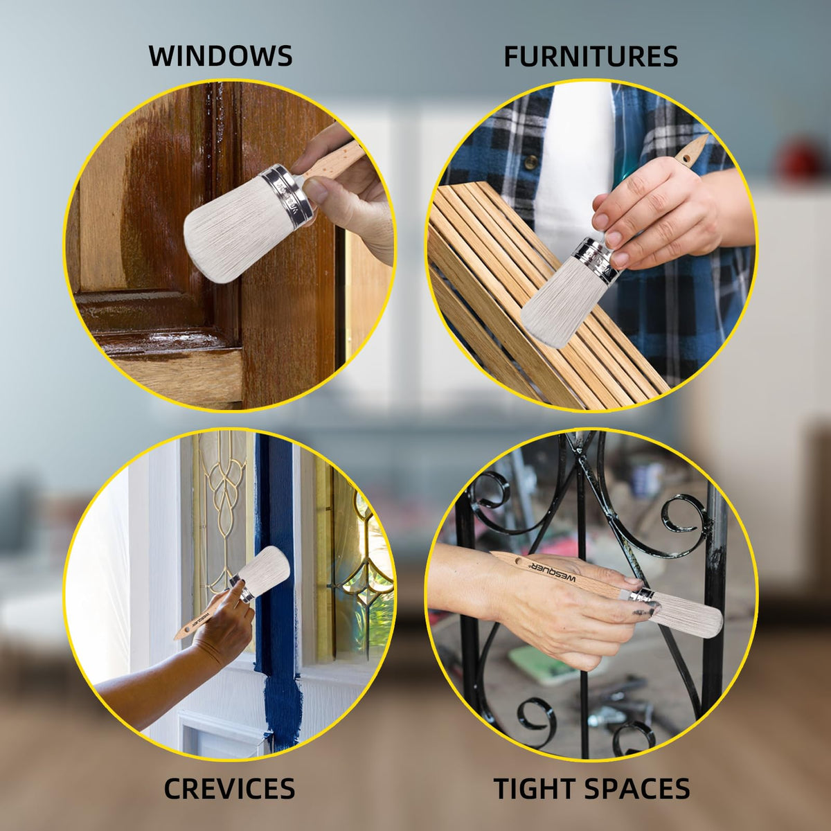 Wesquer 3-pack chalk paint brushes for versatile projects