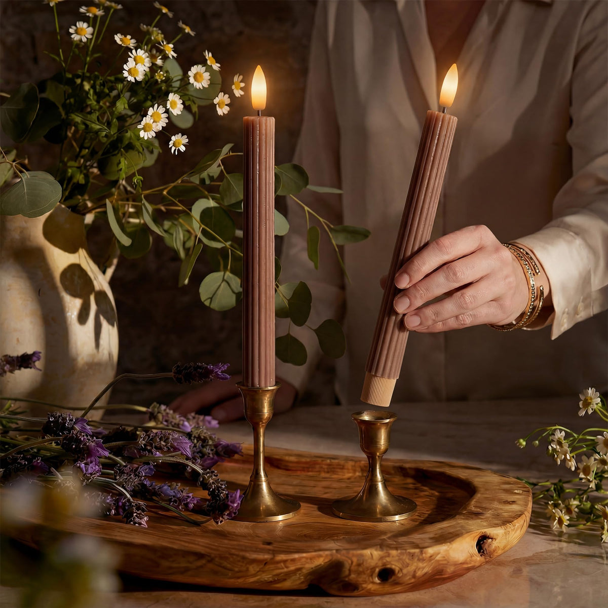 West Ivory remote-control taper candle for easy on-demand ambiance