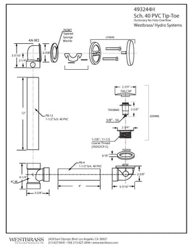 Westbrass 493244H-01 tip-toe-drain-plug enables hands-free operation.