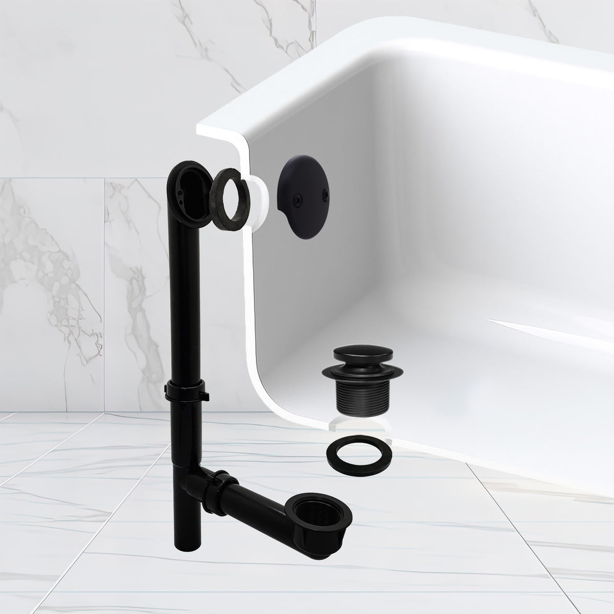 Matte black finish complements modern bathroom fixtures