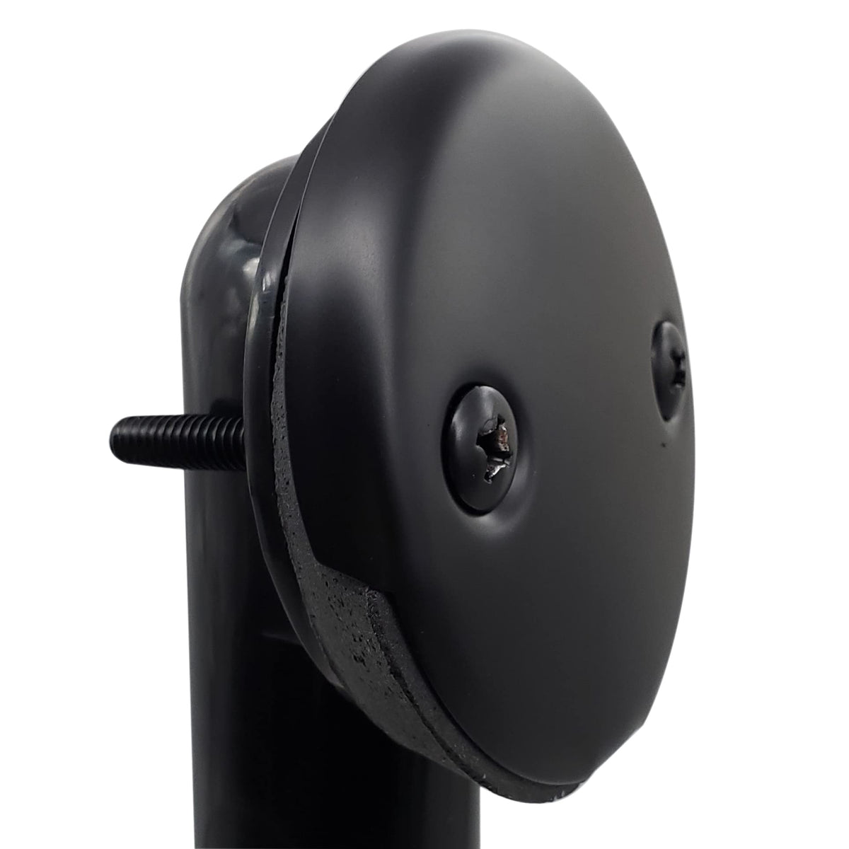 Two-hole overflow faceplate with brass screws for a clean, secure install