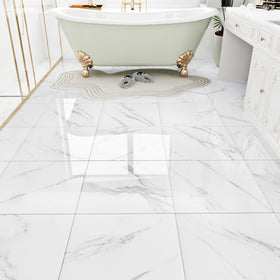 WESTICK white marble peel-and-stick floor tile ready for a quick DIY upgrade
