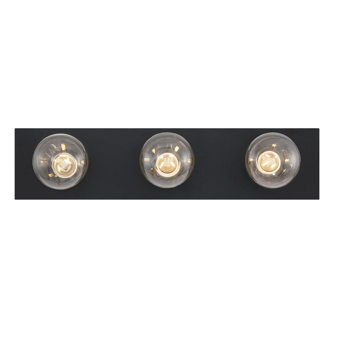 Westinghouse 6117500 vanity light front view shows matte black finish for a timeless bathroom upgrade.