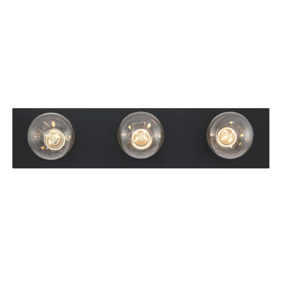 Westinghouse 6117500 vanity light front view shows matte black finish for a timeless bathroom upgrade.