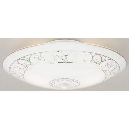 Westinghouse 6620600 round white ceiling fixture with scroll glass for living room ambiance.