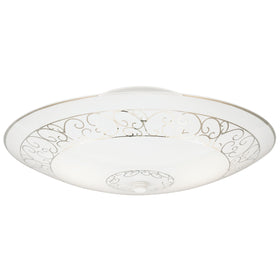 Westinghouse 6620600 two-light semi-flush mount with white scroll glass for hallway lighting.