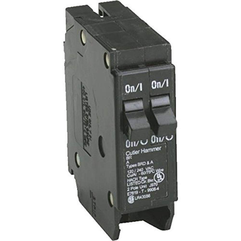 Westinghouse BR2020 tandem breaker front view for space-saving panel installations
