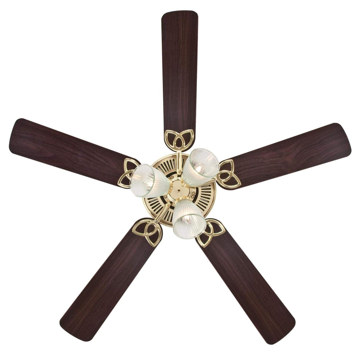 Westinghouse reversible blades in walnut and oak for seasonal styling.