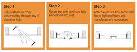 Westinghouse Saf-T-Brace fingertip expansion enables quick, tool-free installation.