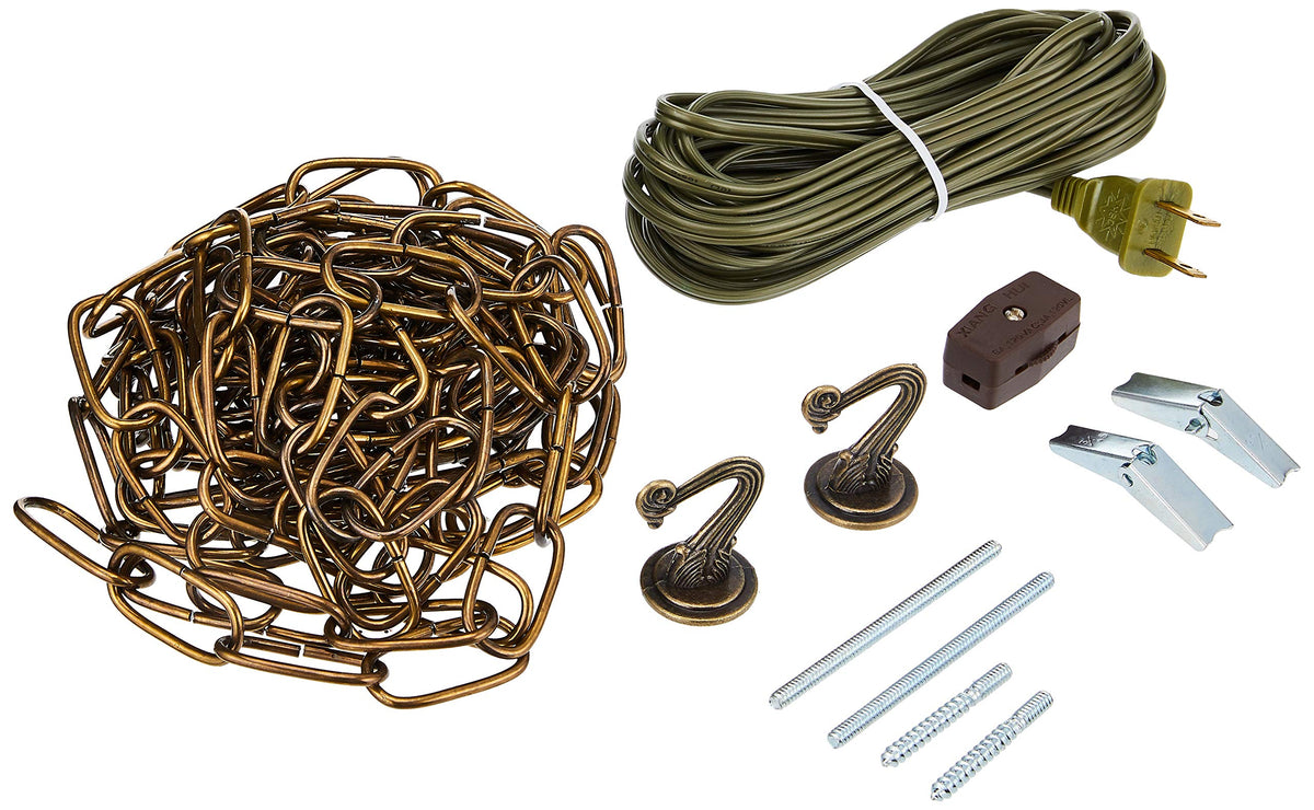 Westinghouse swag kit antique brass with 15 ft chain for flexible ceiling lighting.