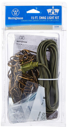 Westinghouse swag kit antique brass with hooks and inline switch for easy setup.