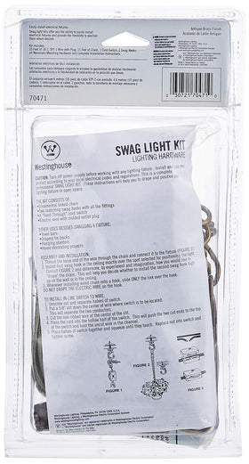 Westinghouse swag kit antique brass mounting hardware included for straightforward installation.