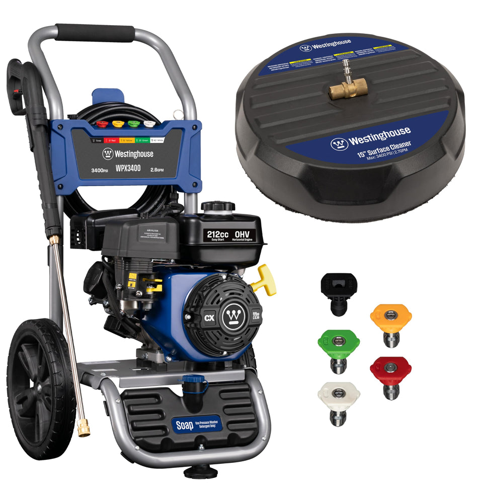 Westinghouse WPX3400SC pressure washer in action showing powerful cleaning capability