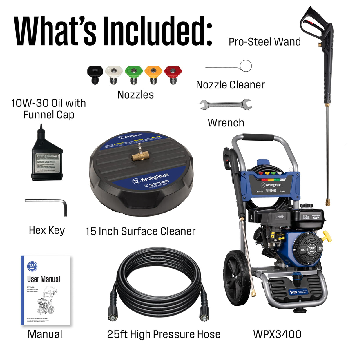 Westinghouse WPX3400SC stainless wand and spray gun for precise control