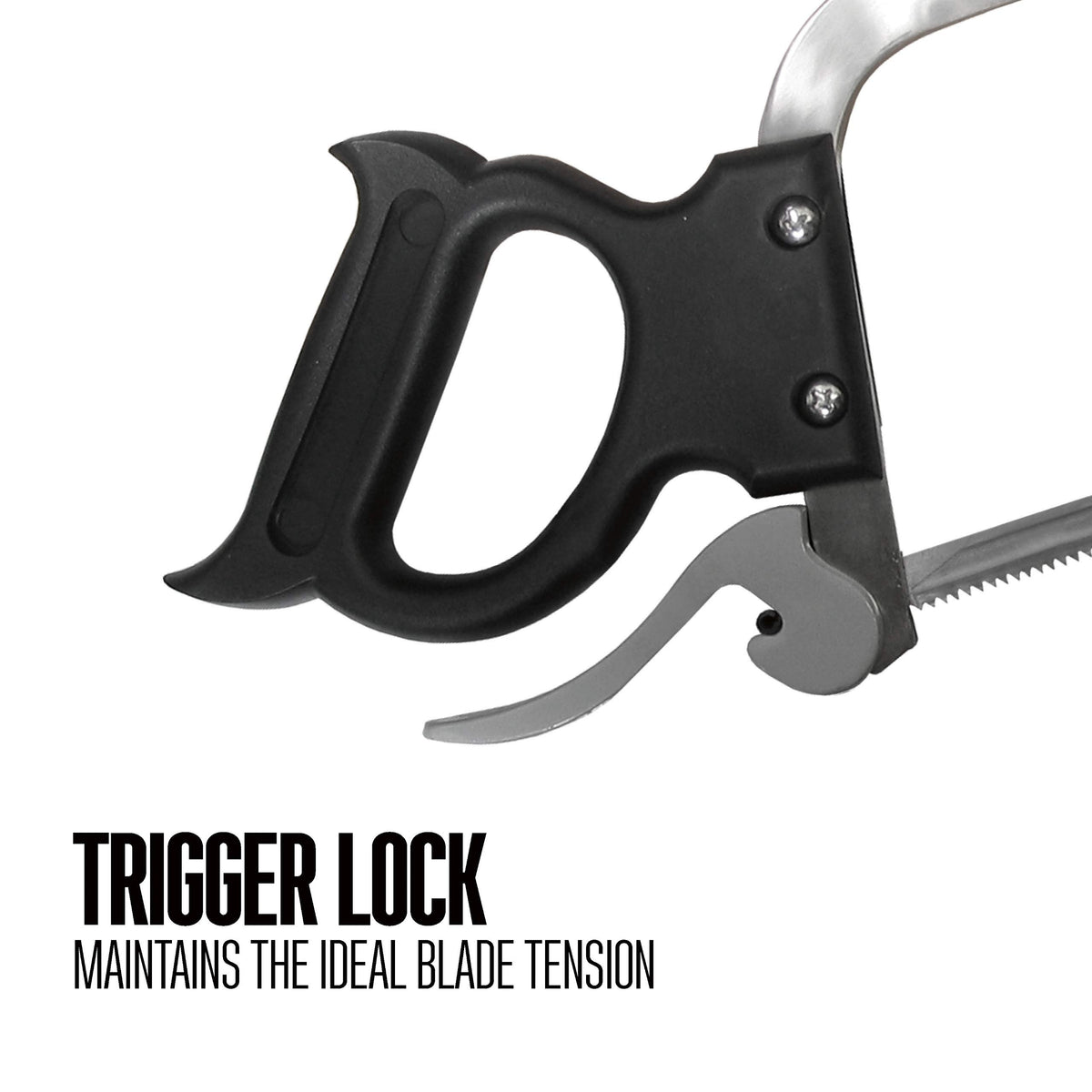 Weston ergonomic handle reduces fatigue during long butchering sessions.
