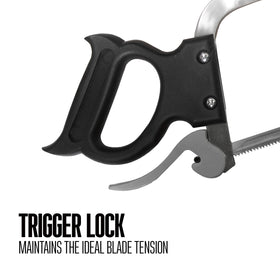Weston ergonomic handle reduces fatigue during long butchering sessions.