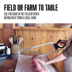 Weston butcher saw with quick-release handle for fast blade changes.