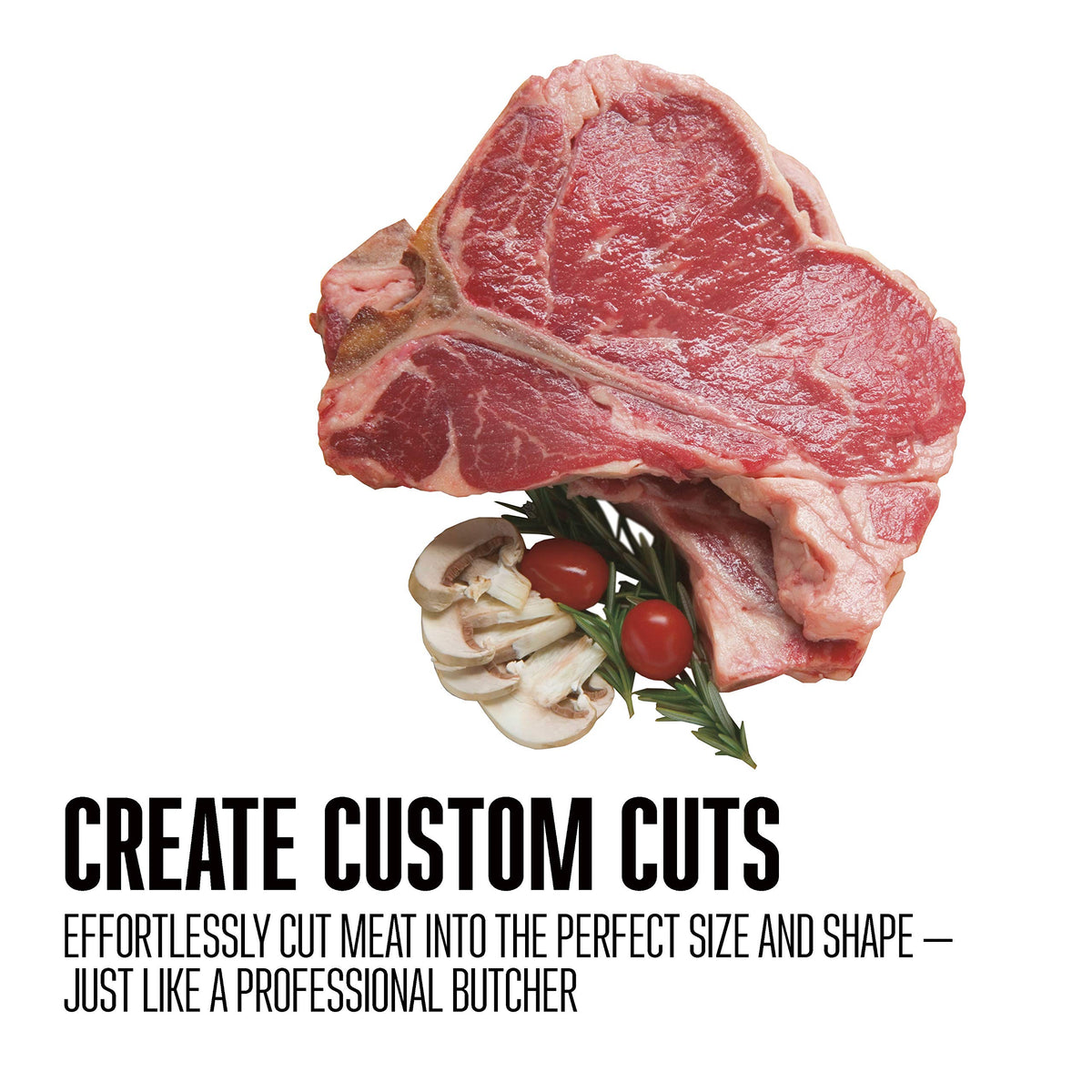 Weston saw serrated blade close-up for effortless bone and meat work.