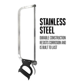 Weston’s sturdy stainless frame supports heavy-duty cutting in home or field settings.