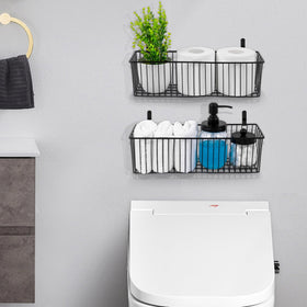 Wetheny wall-mounted bathroom basket saves counter space