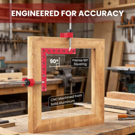 Wetols 90-degree clamp in use for cabinet assembly with steady joints.