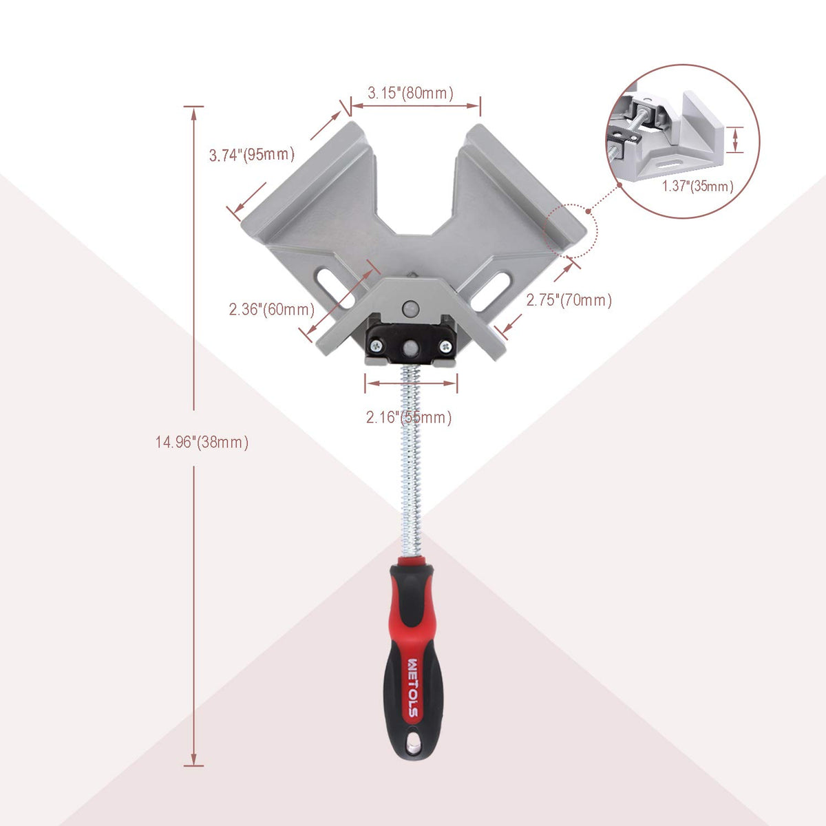 Durable aluminum alloy die-cast WETOLS clamp for lasting use.