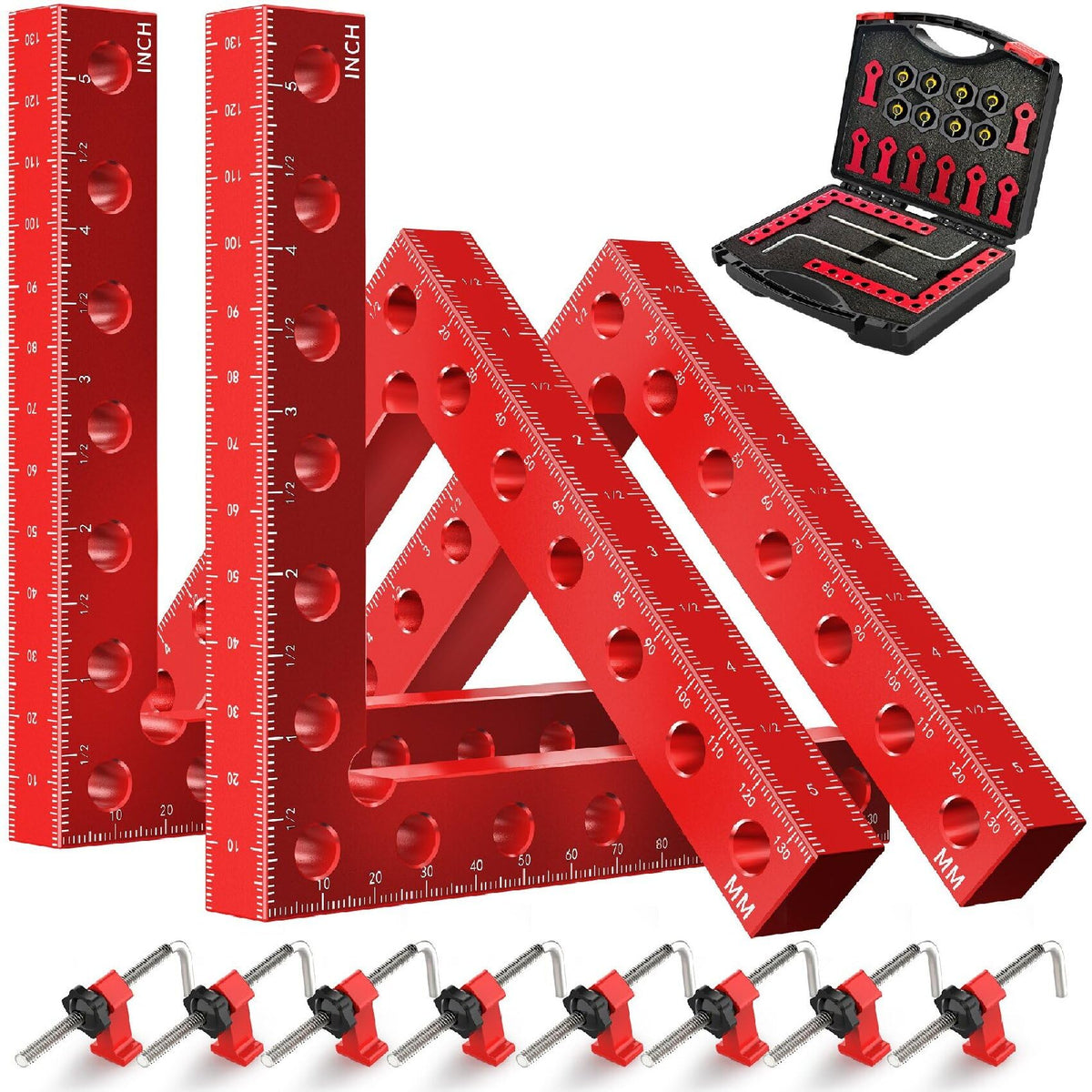 Wetols corner clamps woodworking 5.5-inch set ensures firm right-angle alignment.