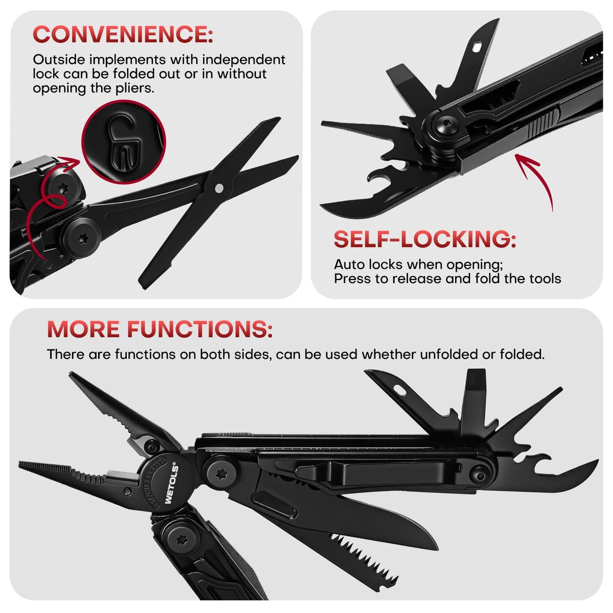 WETOLS multitool hammer and window breaker for emergency escapes.