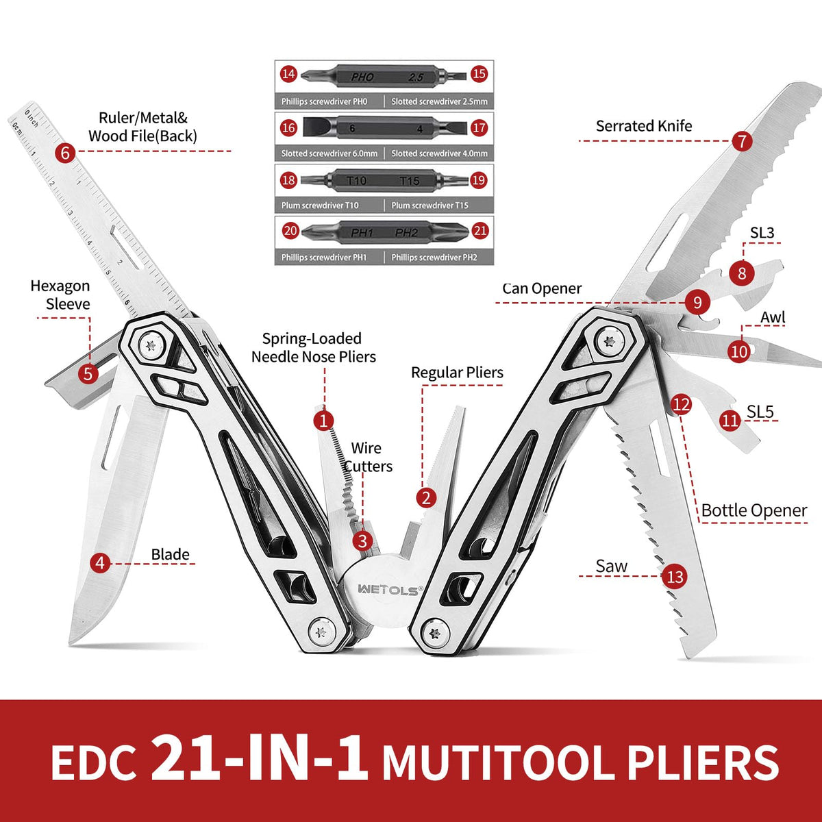 WETOLS multitool with pliers closed, compact carry for everyday tasks.