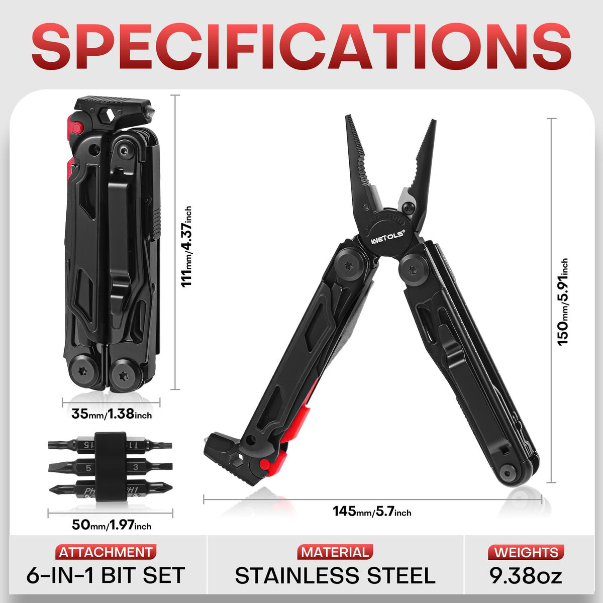 WETOLS multitool self-locking scissors for safe, quick cutting tasks.