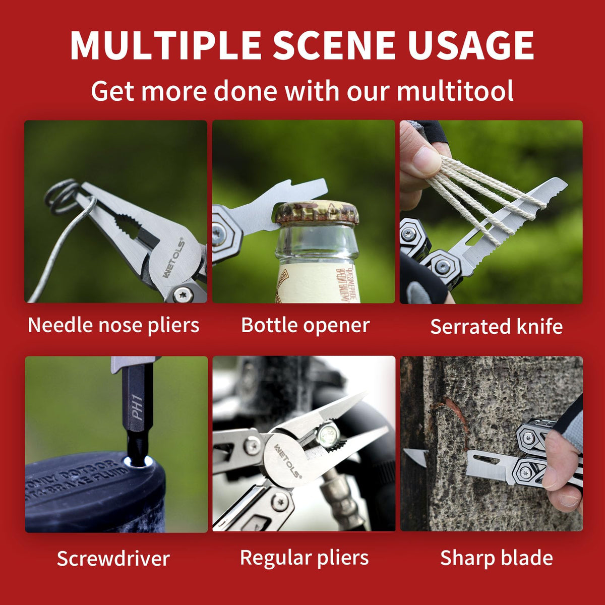 WETOLS multitool wire cutter in action offering clean cuts.