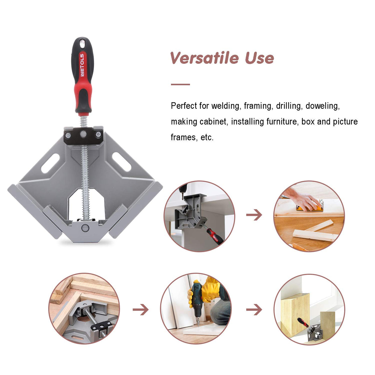 WETOLS clamp positioned for photo framing projects with accurate alignment.