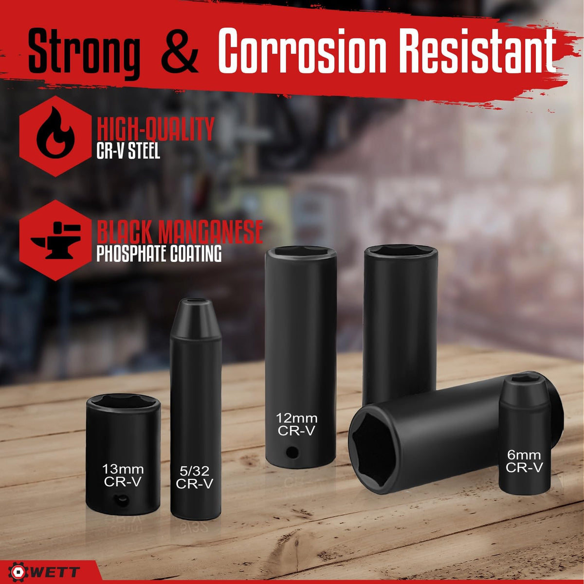 WETT 1/4-inch drive extension bar 3-inch for reaching deep fasteners.