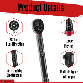 WETT torque wrench set with 1/4 inch drive; compact option for small fasteners.