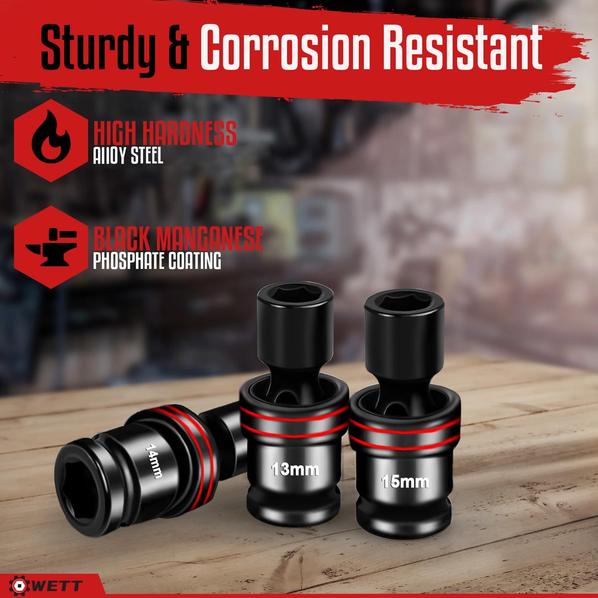 6-point hex head sockets securely gripping stubborn fasteners