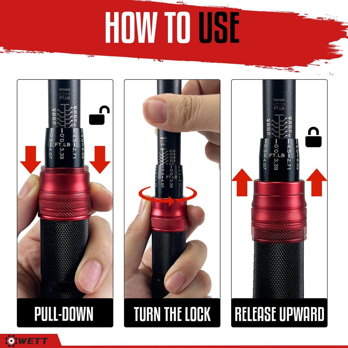 WETT click notification confirms target torque to prevent over-tightening.