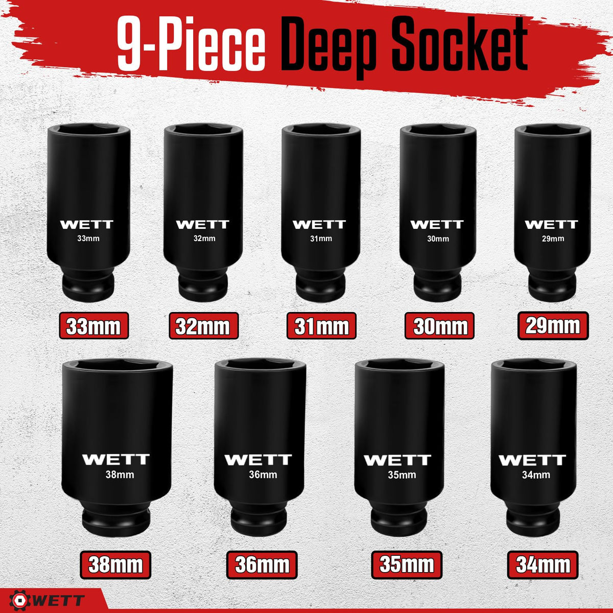 WETT deep socket 30mm for reliable grip on large fasteners