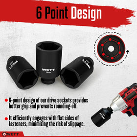 WETT deep socket 33mm minimizes rounding during heavy-duty repair