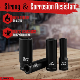 WETT laser-etched sizes aid quick selection in dim light.