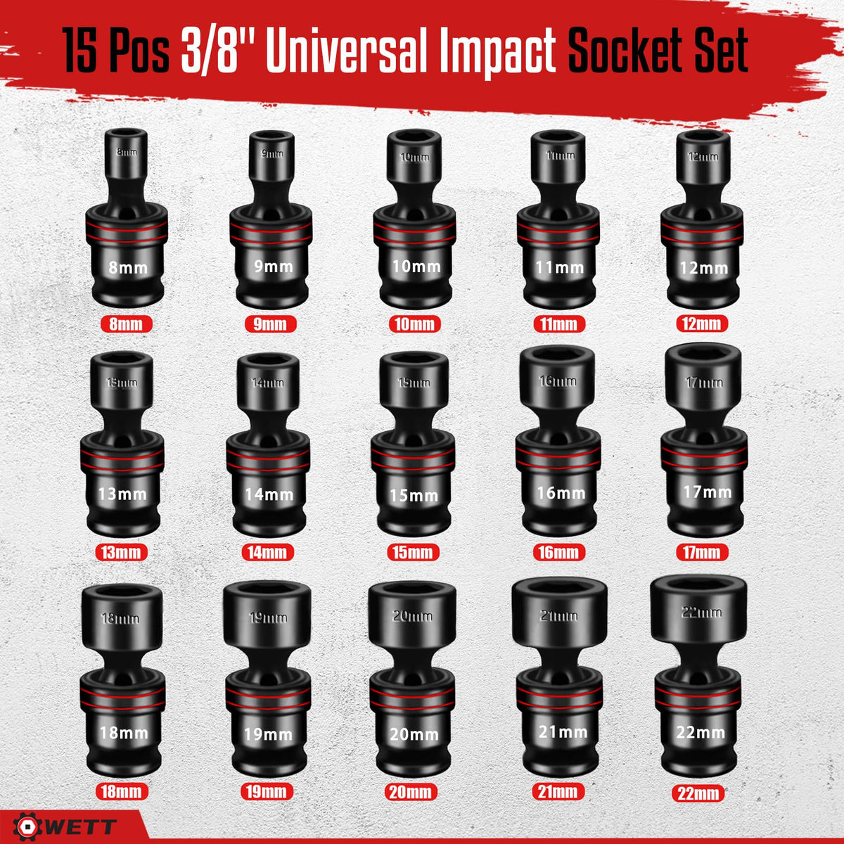 Universal joint sockets showing 360-degree flexibility for tight spaces