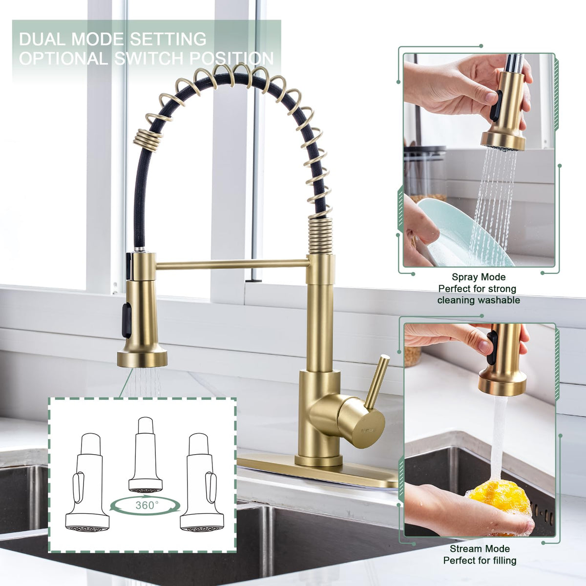 WEWE brushed gold faucet showcasing single-handle operation for easy control.